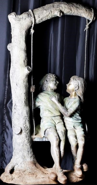 HEAVY 'THE SWING' SIGNED BAZZIAO 64' BRONZE STATUE (1 of 13)