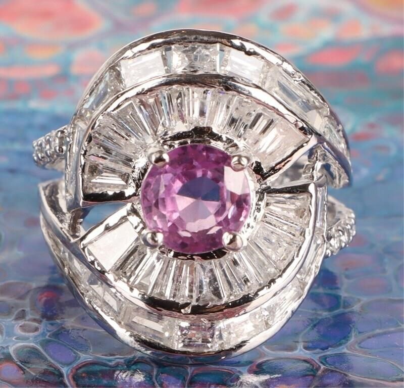 5.52CTW PINK SAPPHIRE & DIAMOND LADIES RING (1 of 7)