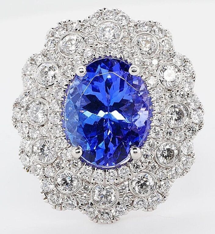 BEAUTIFUL 3.76CT TANZANITE1.74CTW DIAMOND RING (1 of 5)