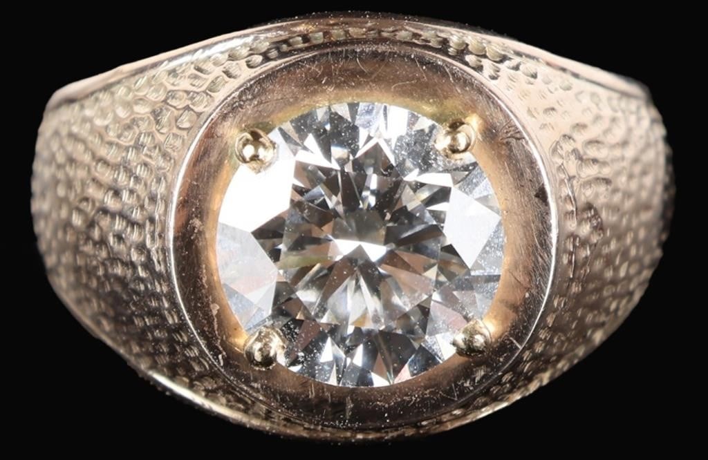 4.05CT TYPE II DIAMOND 10K YELLOW GOLD MENS RING (1 of 5)