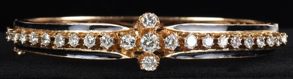 14K YELLOW GOLD MOISSANITE LADIES BANGLE BRACELET (1 of 5)