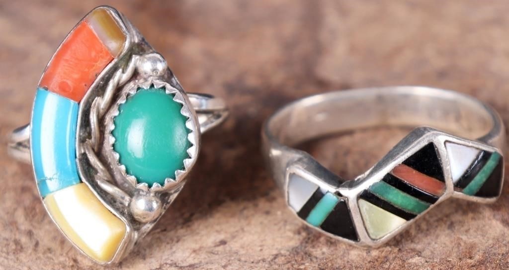 STERLING NATIVE AMERICAN MULTI STONE LADIES RINGS (1 of 7)
