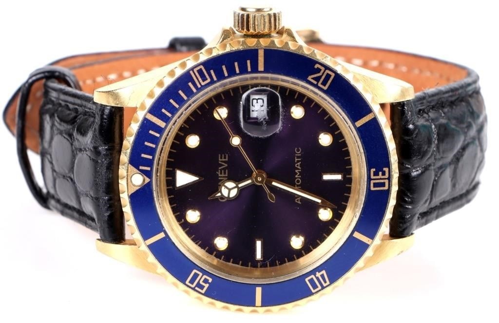 18K GOLD GENEVE AUTOMATIC MENS WRISTWATCH (1 of 4)