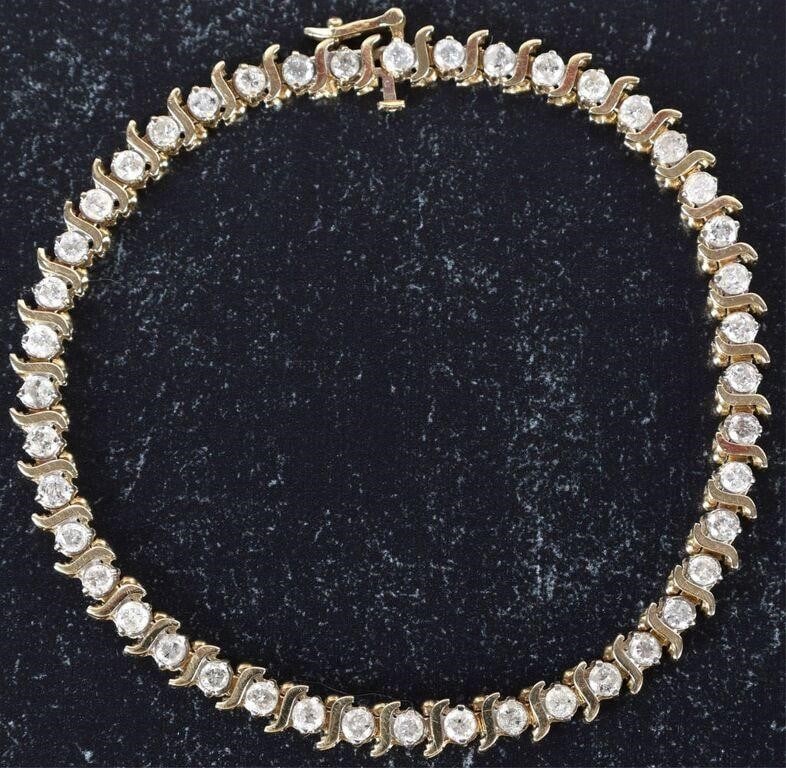 18K YELLOW GOLD LADIES BRACELET W/ 44 DIAMONDS (1 of 7)