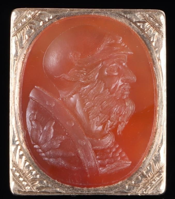 14K GOLD ART DECO CARNELIAN INTAGLIO RING: 14K gold Art Deco style Carnelian Intaglio unisex ring Stone Type: Carnelian Weight: 18.44 Grams Size: 6.0 US Condition: wear commensurate with age