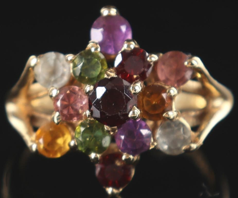 14K YELLOW GOLD SEMI-PRECIOUS GEM CLUSTER RING (1 of 4)