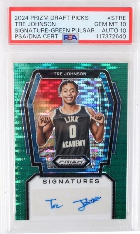 TRE JOHNSON AUTO PANINI PRIZM GREEN PULSAR PSA 10 (1 of 4)