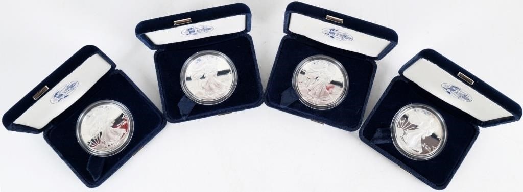 2001 W FINE SILVER PROOF AMERICAN EAGLES - (4) (1 of 10)