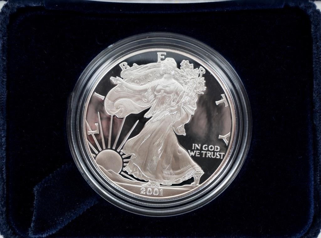 2001 W FINE SILVER PROOF AMERICAN EAGLES - (4) - 4