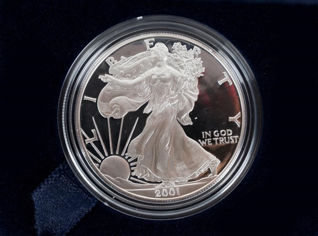 2001 W FINE SILVER PROOF AMERICAN EAGLES - (4) - 6