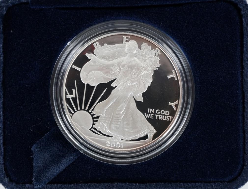 2001 W FINE SILVER PROOF AMERICAN EAGLES - (4) - 8