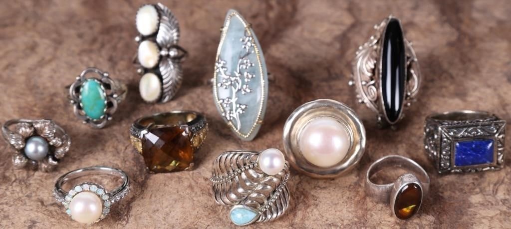 LADIES STERLING SILVER ASSORTED GEMSTONE RINGS (1 of 5)