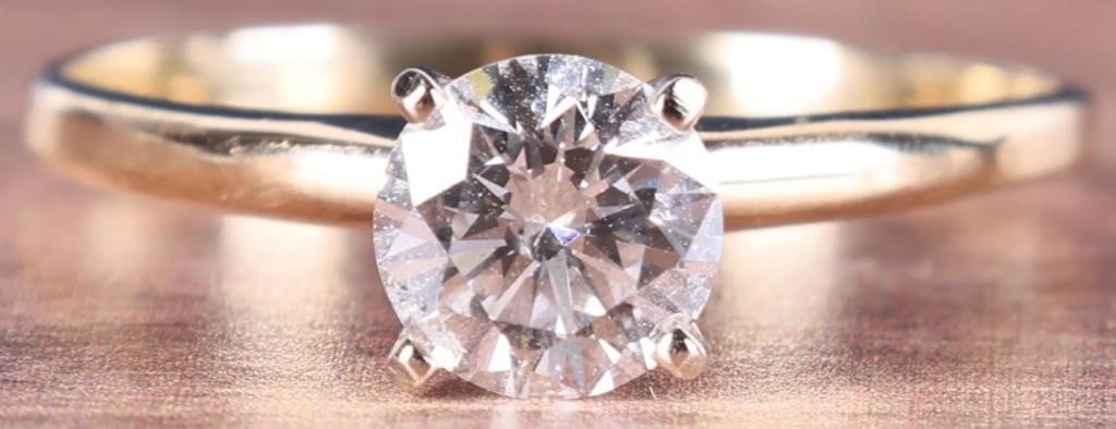 1.08CT NAT DIAMOND SOLITAIRE 14K YELLOW GOLD RING (1 of 9)