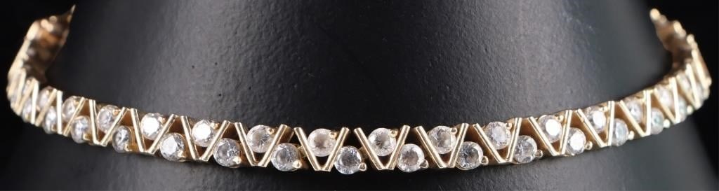 14K YELLOW GOLD CUBIC ZIRCONIA LADIES BRACELET (1 of 4)