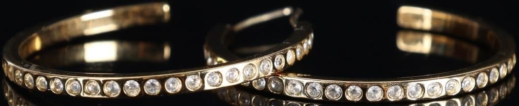 SHINY 14K YELLOW GOLD LADIES HOOP EARRINGS W/ CZ (1 of 3)