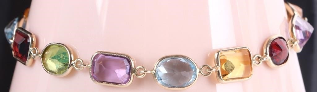 14K MULTI GEMSTONE LADIES TENNIS BRACELET (1 of 3)