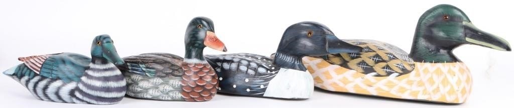 HAND-PAINTED & CARVED WOODEN DECOY DUCKS (1 of 10)