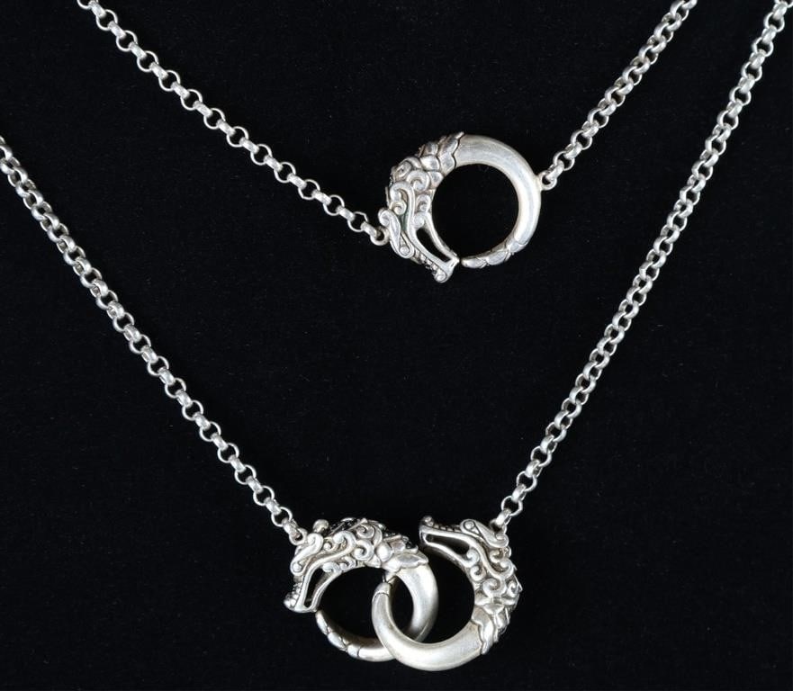 JOHN HARDY LEGENDS NAGA DRAGON SILVER NECKLACE: JOHN HARDY Legends Naga Dragon sterling silver necklace. Weight: 37.85 Grams Size: 35.50" Condition: Very fine