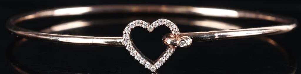 14K ROSE GOLD HEART PRETTY BRACELET (1 of 4)