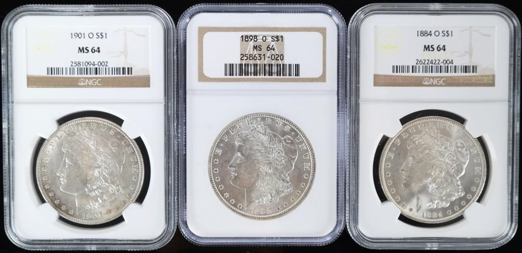 1884-1901 O NGC MS-64 MORGAN SILVER DOLLARS - (3) (1 of 7)