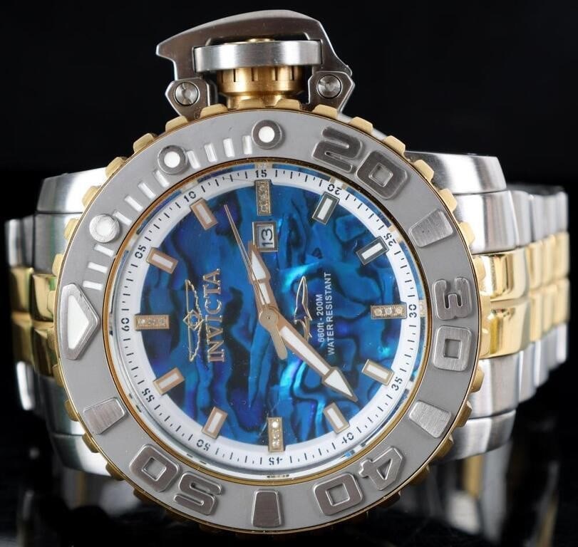 INVICTA SEA HUNTER PRO DIVER WRIST WATCH MOP DIAL (1 of 8)