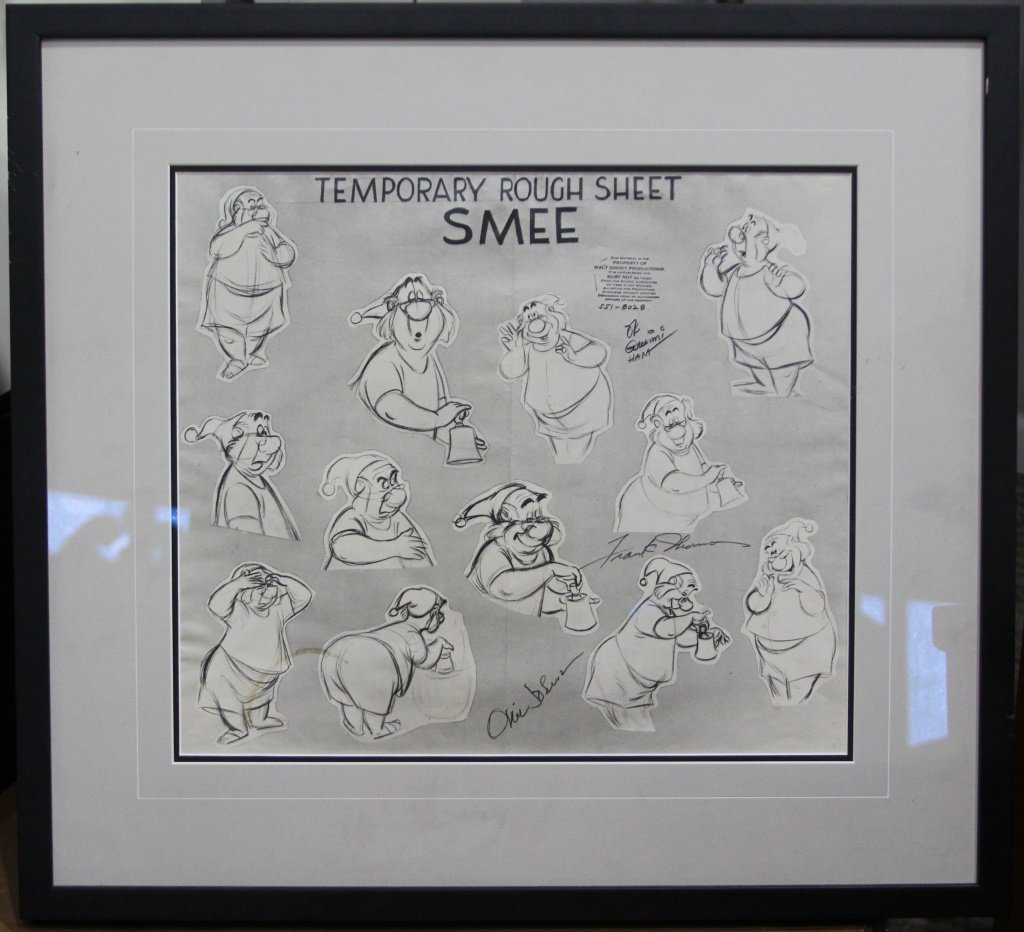 FRAMED SIGNED DISNEY MODEL SHEET MR SMEE: FRAMED SIGNED DISNEY MODEL SHEET MR SMEE #551 of 8028 Size: 23X21" Shipping / Pickup: We Will Ship This Item or Buyer Can Pick Up Lot Lot Location: #3 - Off Cap. Cir. NE