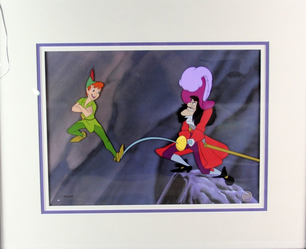 PETER PAN CAPT HOOK HAND PAINTED MOVIE CEL #50/500: PETER PAN CAPT HOOK HAND PAINTED MOVIE CEL #50/500 Comes with COA. Size: 23.5X19.5" Shipping / Pickup: We Will Ship This Item or Buyer Can Pick Up Lot Location: #3 - Off Cap. Cir. NE