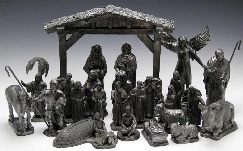 MICHEAL RICKER CAST PEWTER NATIVITY FIGURINE LOT