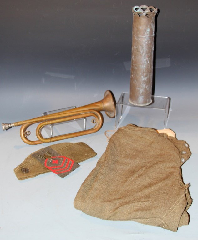 LOT OF WWI ITEMS TRENCH ART BUGLE MORE: LOT OF WWI ITEMS TRENCH ART BUGLE MORE Shipping / Pickup: We Will Ship This Item or Buyer Can Pick Up Lot Location: #1 - Off North Monroe St.