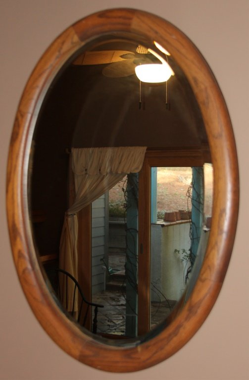 OVAL OAK FRAME BEVELED WALL MIRROR Jan 25, 2015 Florida Estate