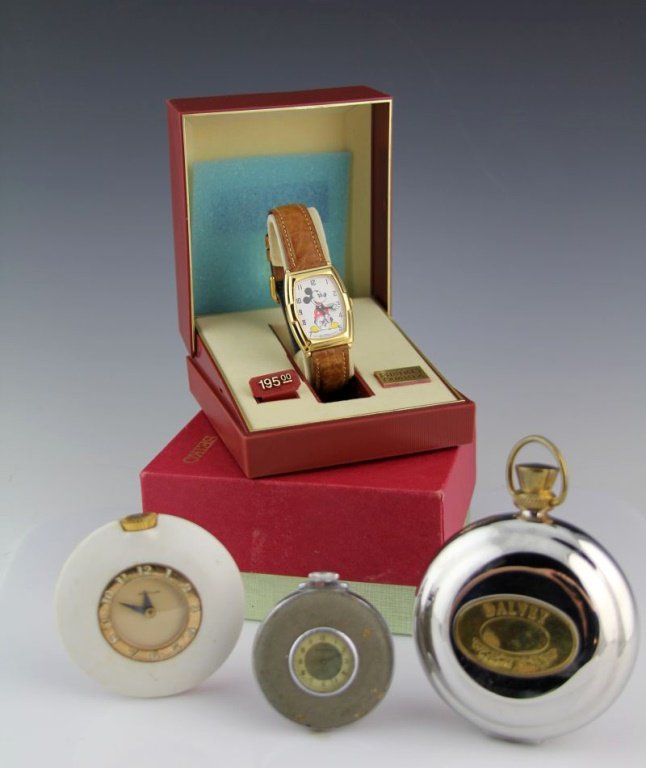 SEIKO QUARTZ MICKEY MOUSE WATCH (3) POCKETWATCHES: SEIKO QUARTZ MICKEY MOUSE WATCH (3) POCKETWATCHES Seiko Quartz Mickey Mouse watch, new in box; three pocketwatches. Shipping / Pickup: We Can Ship This Item Lot Location: #1 - Cap. Cir. NE