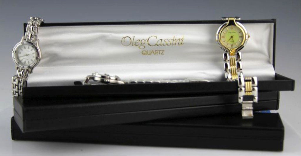(3) LADIES OLEG CASSINI QUARTZ WATCHES IN BOXES: (3) LADIES OLEG CASSINI QUARTZ WATCHES IN BOXES Shipping / Pickup: We Can Ship This Item Lot Location: #1 - Cap. Cir. NE
