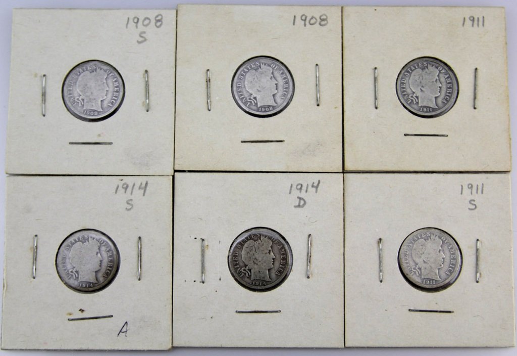 (6) US BARBER DIMES (1 of 4)
