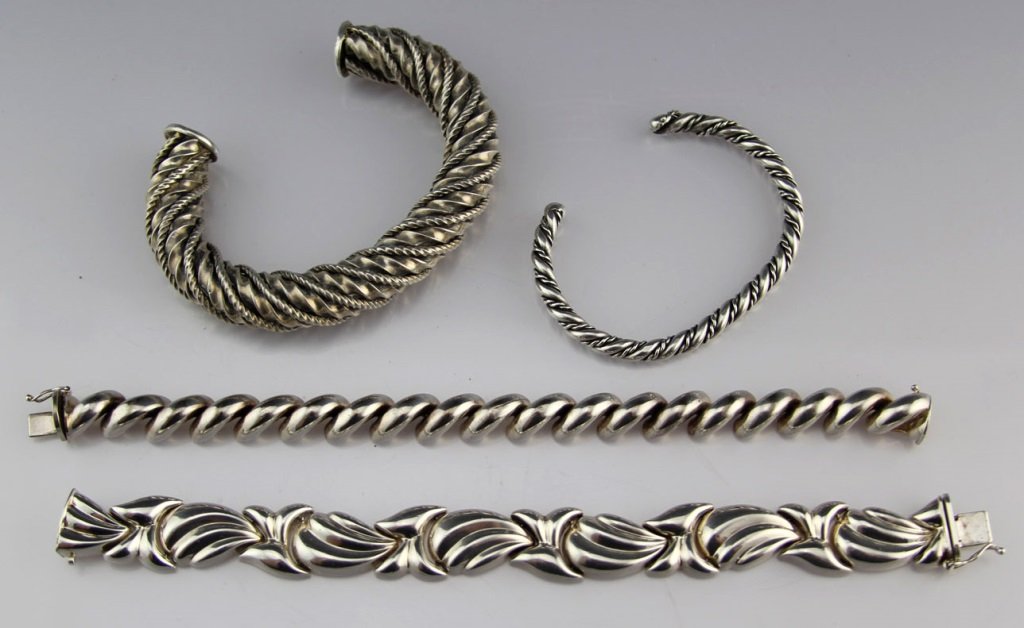 LOT LADIES STERLING SILVER BRACELETS (1 of 3)