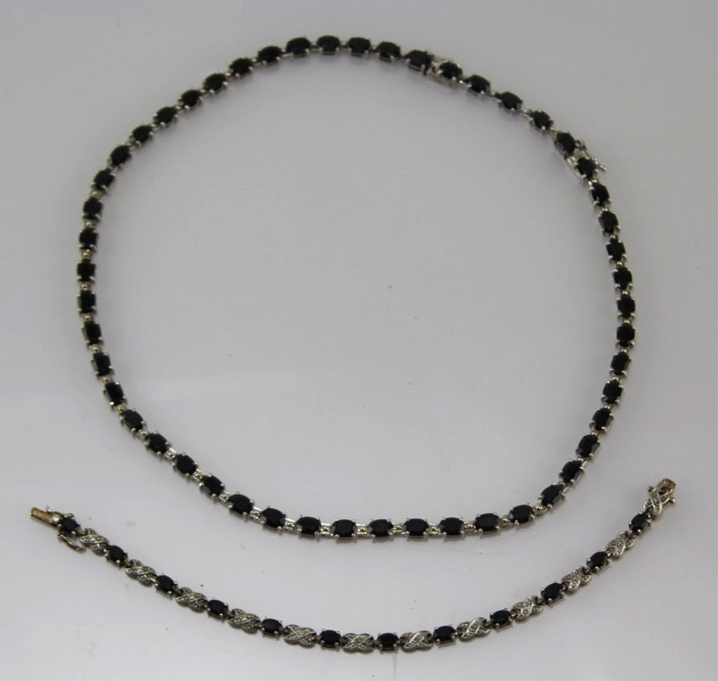 LADIES STERLING SAPPHIRE BRACELET AND NECKLACE (1 of 2)