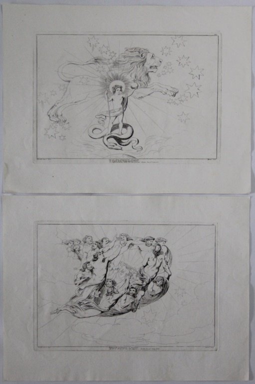 (2) BARTOLOMEO PINELLI DANTE INSPIRED ENGRAVINGS: (2) BARTOLOMEO PINELLI DANTE INSPIRED ENGRAVINGS Bartolomeo Pinelli (Italian, 1771-1835) engravings inspired by Dante Alighieri's Divine Comedy. The first is numbered 17 and reads "Unto its Lion had t