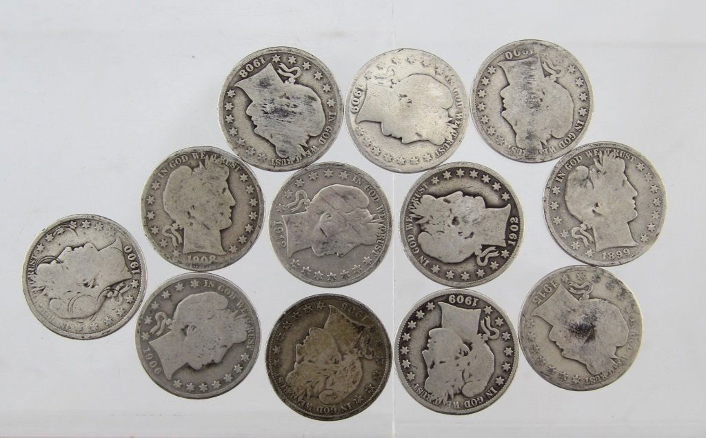 LOT OF 90% U.S. SILVER BARBER HALF DOLLARS (1 of 6)