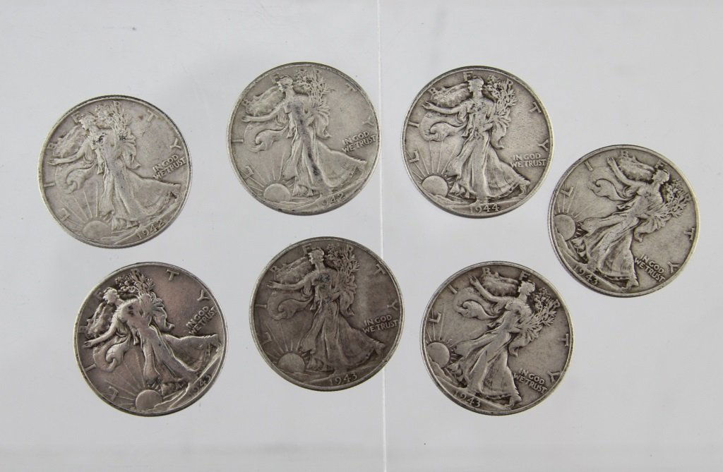 LOT U.S. 90% SILVER WALKING LIBERTY HALF DOLLARS (1 of 6)