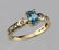 LADIES 10K YELLOW GOLD TOPAZ & DIAMOND RING