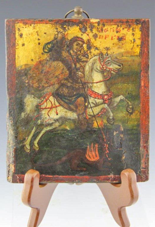 PAINTED WOOD ICON OF ST MICHAEL (1 of 4)
