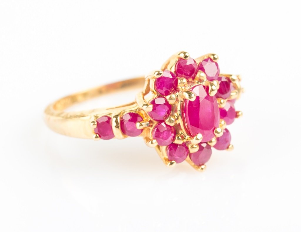 LADIES 14K YELLOW GOLD RUBY FASHION RING (1 of 3)