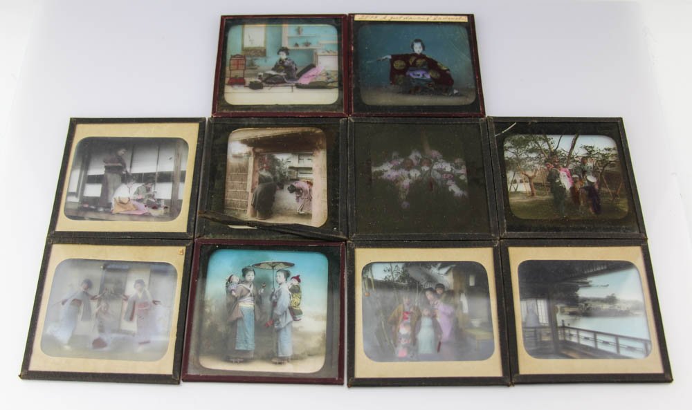 (10) MAGIC LANTERN GLASS SLIDES JAPANESE GEISHAS (1 of 4)