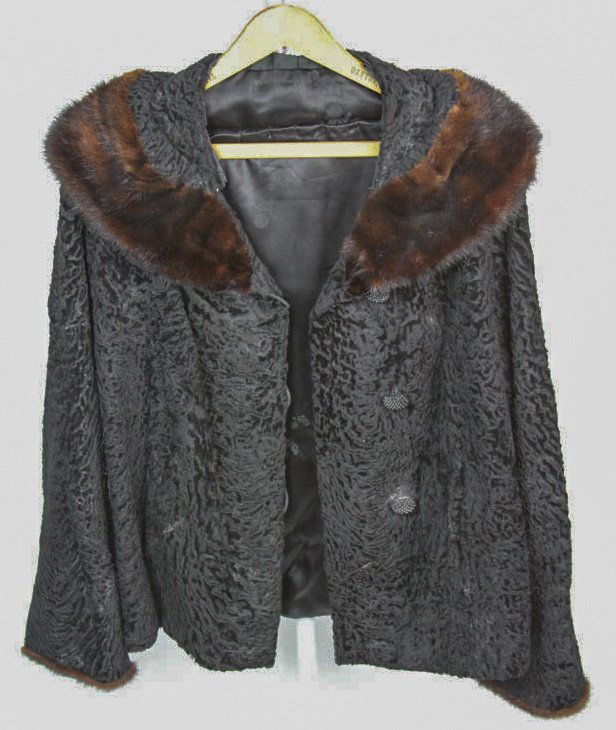 LADIES PERSIAN LAMB FUR COAT WITH MINK FUR TRIM (1 of 6)