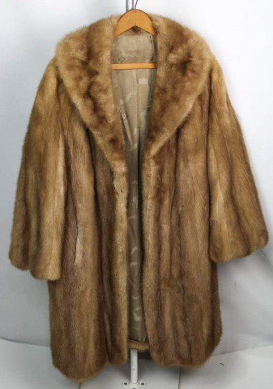 LADIES BROWN MINK FUR FULL LENGTH COAT (1 of 8)