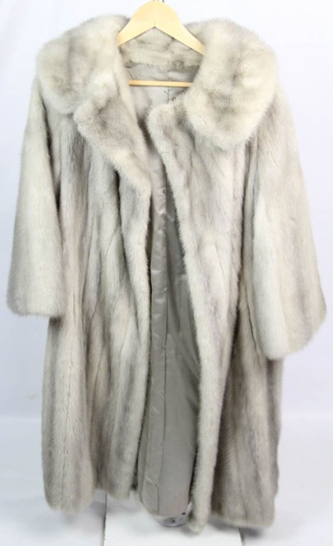 LADIES GREY MINK FUR FULL LENGTH COAT (1 of 7)