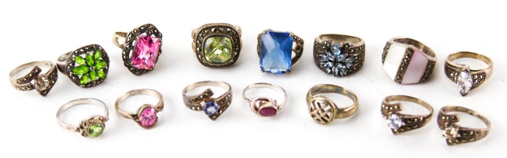 MIXED LADIES STERLING SILVER FASHION RINGS (1 of 3)