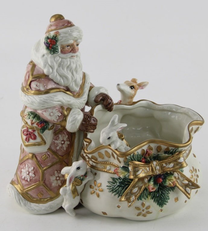 FITZ & FLOYD PORCELAIN SNOW WOODS CANDY DISH (1 of 5)