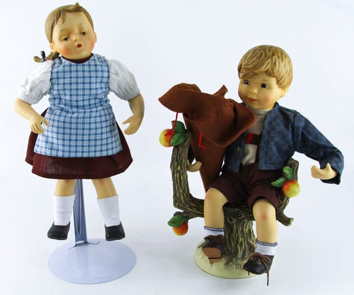 LOT OF TWO HUMMEL PORCELAIN DOLLS GIRL & BOY (1 of 4)