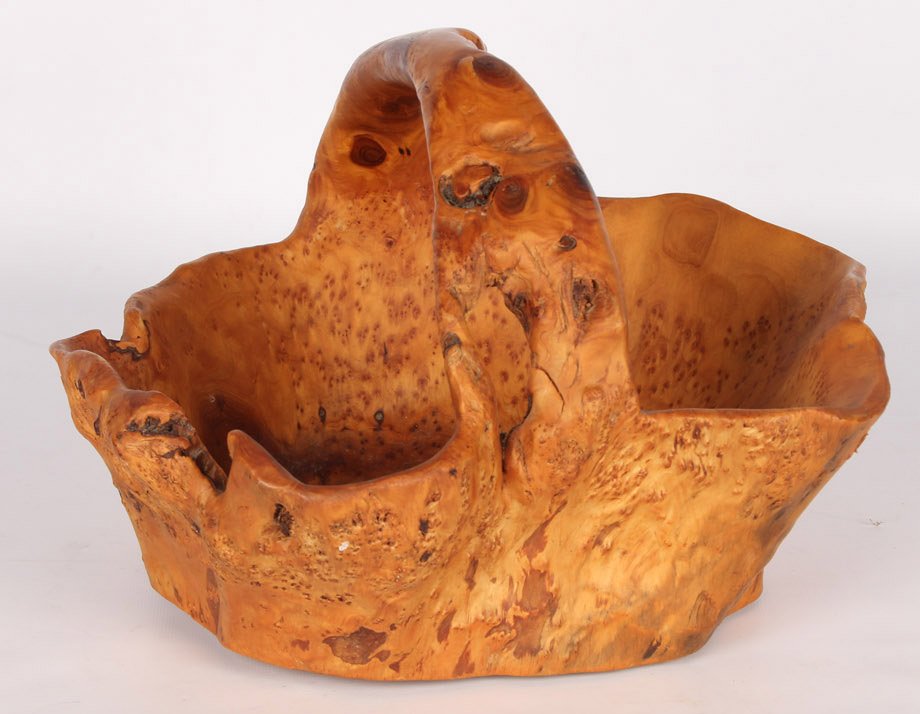 CARVED CEDAR ROOT BALL BASKET (1 of 5)