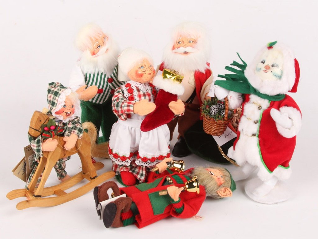 LOT OF SIX ANNALEE CHRISTMAS DOLLS (1 of 6)